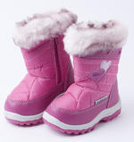 View Item Girl's Fleece Lined Hearts Snow Boots (Pink)